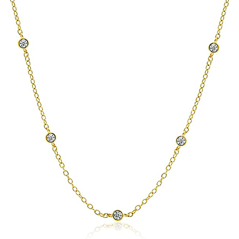 Colier simplu cu strasuri, stil Ins, potrivire universală, lanț pentru claviculă cu zircon, disponibil acum