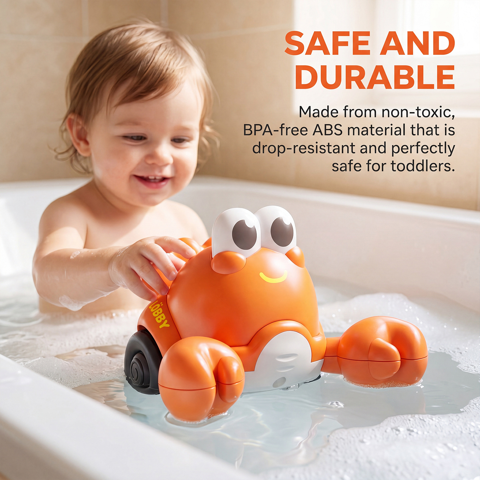Dowmoo Pull-String Lobster In Orange Color, Fun Lobster-Shaped Bathroom Water Toy, No Batteries Needed, Children's Boredom-Relief Toy 3