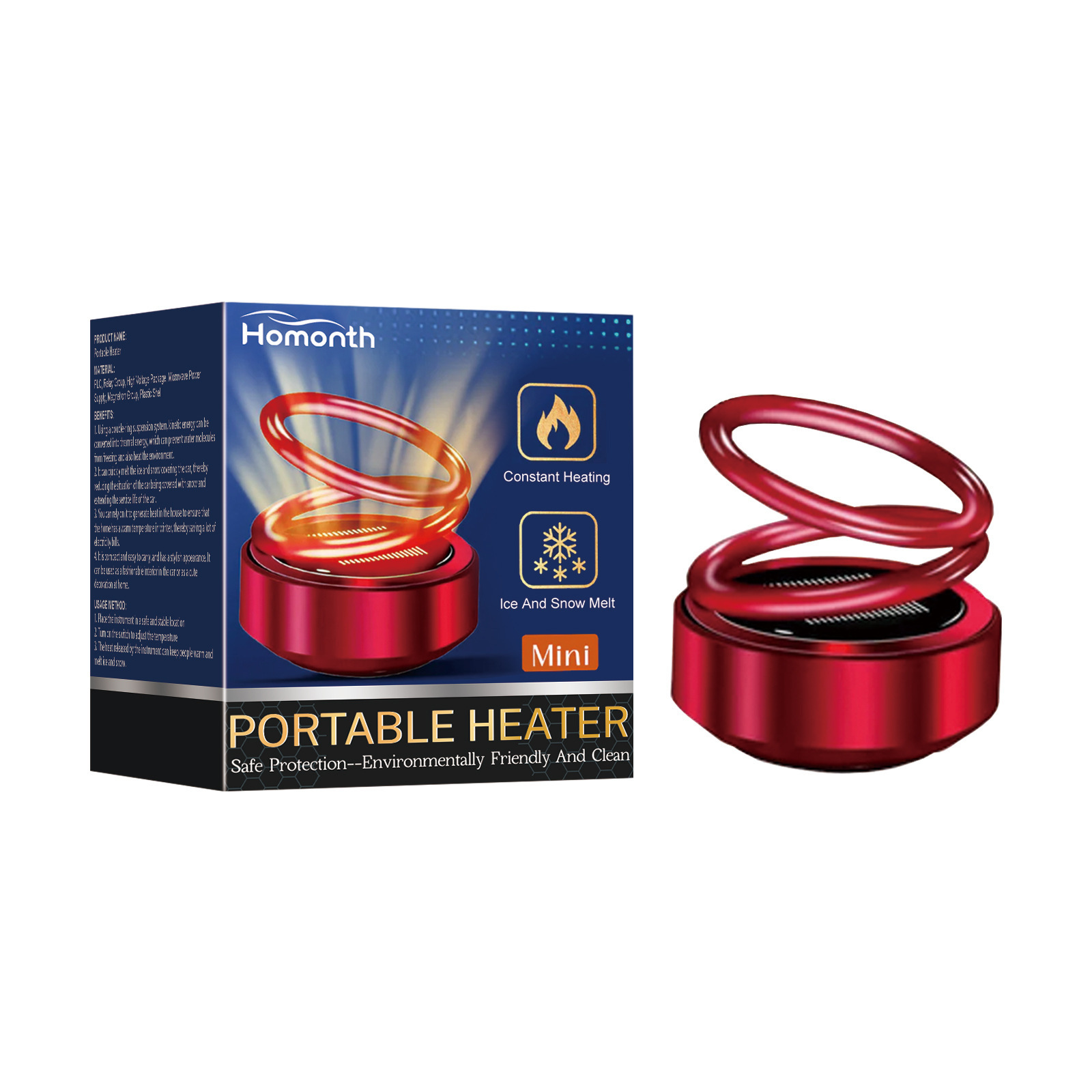Homonth Portable Dynamic Molecular Heater For Car Windows To Remove Snow, Ice, And Fog, Convenient Heater