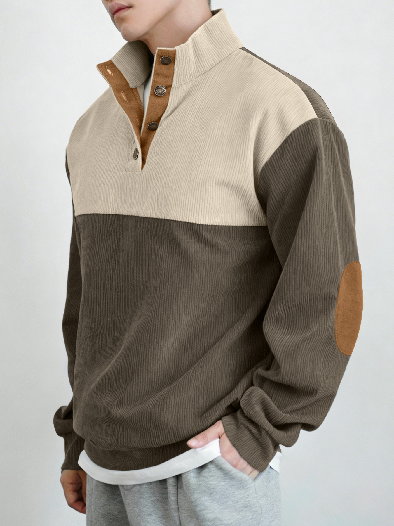 New Autumn Winter Men's Outdoor Jacket Amazon Corduroy Casual Stand Up Collar Long Sleeved Hoodie  In Stock On Amazon