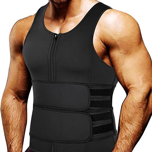 Men's Neoprene Sauna Zipper Waist Trainer Vest Belt Shapewear Trimmer Waist Cincher