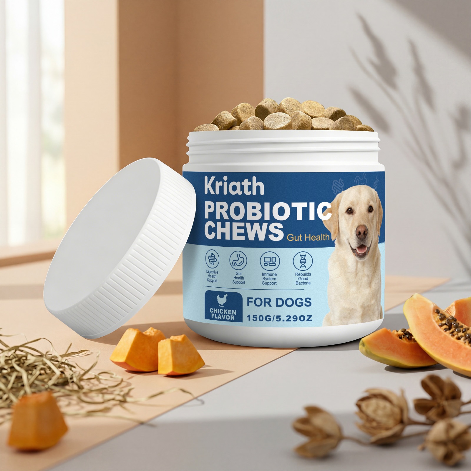 Kriath Dog Probiotic Chewable Tablets Mild Ingredients