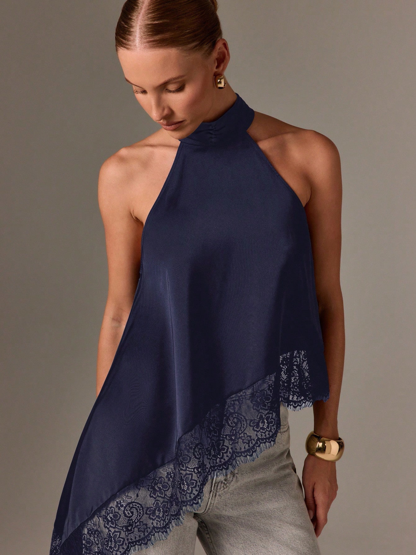 Women's Clothing Summer Fashion Sleeveless Satin Halter Top