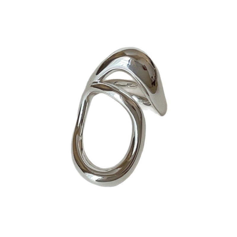 European American Style Unique Open Ring For Women, Geometric Exaggerated Hip Hop Punk Finger Band, Minimal Cold Tone Line Design Index Finger Jewelry 2