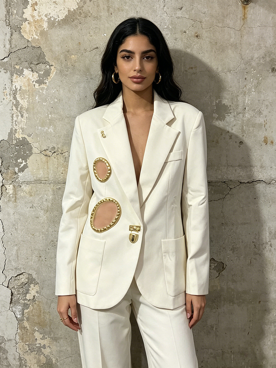 Cutout Gold Lock Decor Blazer product image