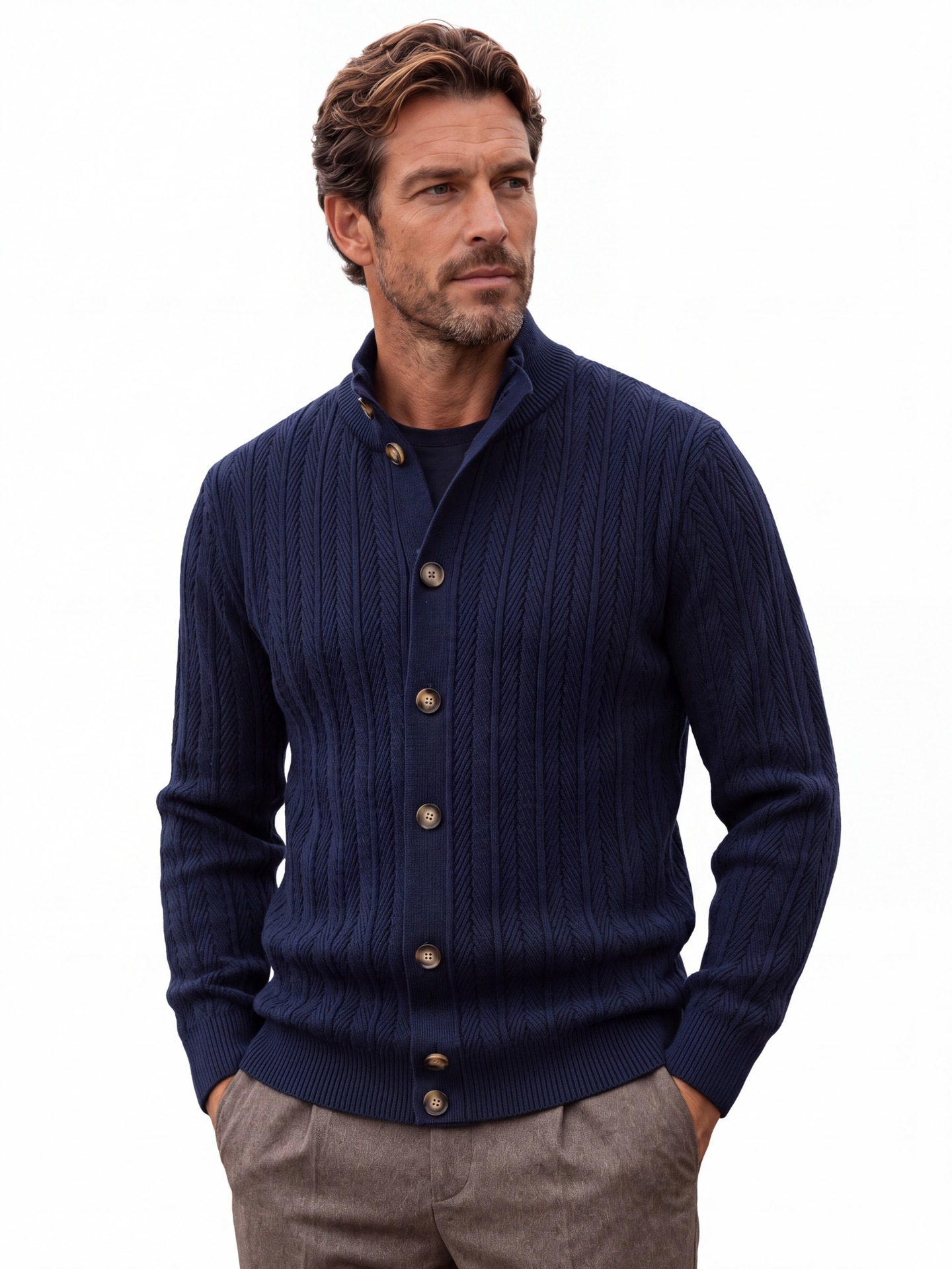 2026 New Model Cross-Border Foreign Trade Autumn And Winter Men's High-Quality Business Casual Knit Cardigan Sweater