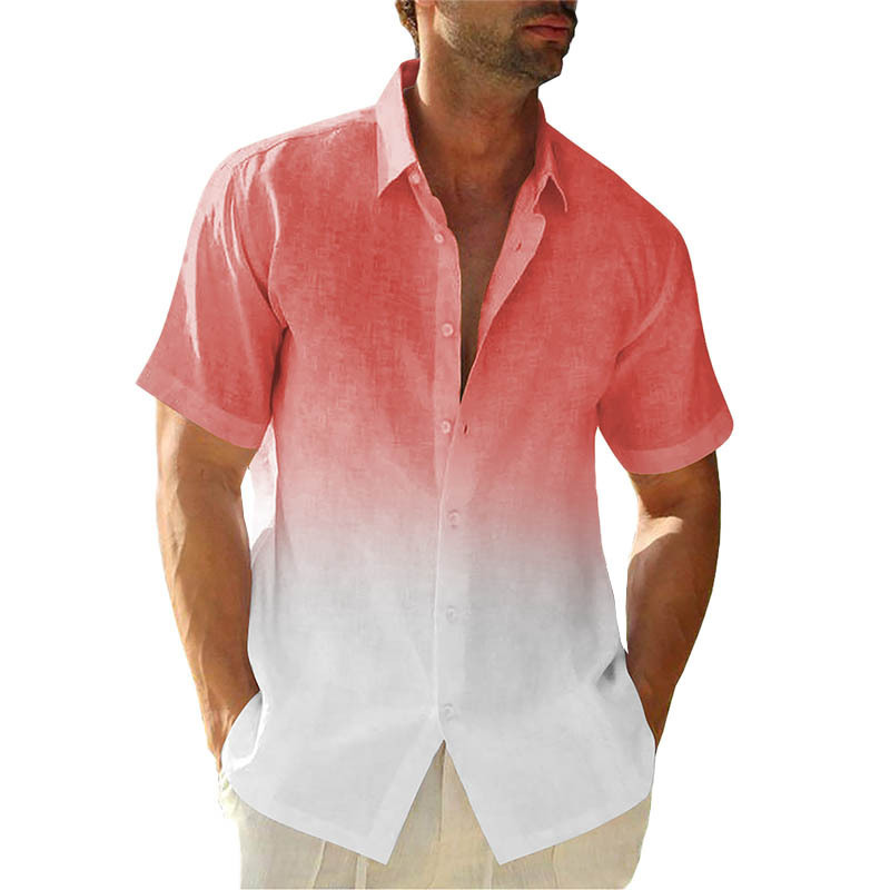 Men's Short-Sleeved Shirt with Four-Way Stretch and 3D Digital