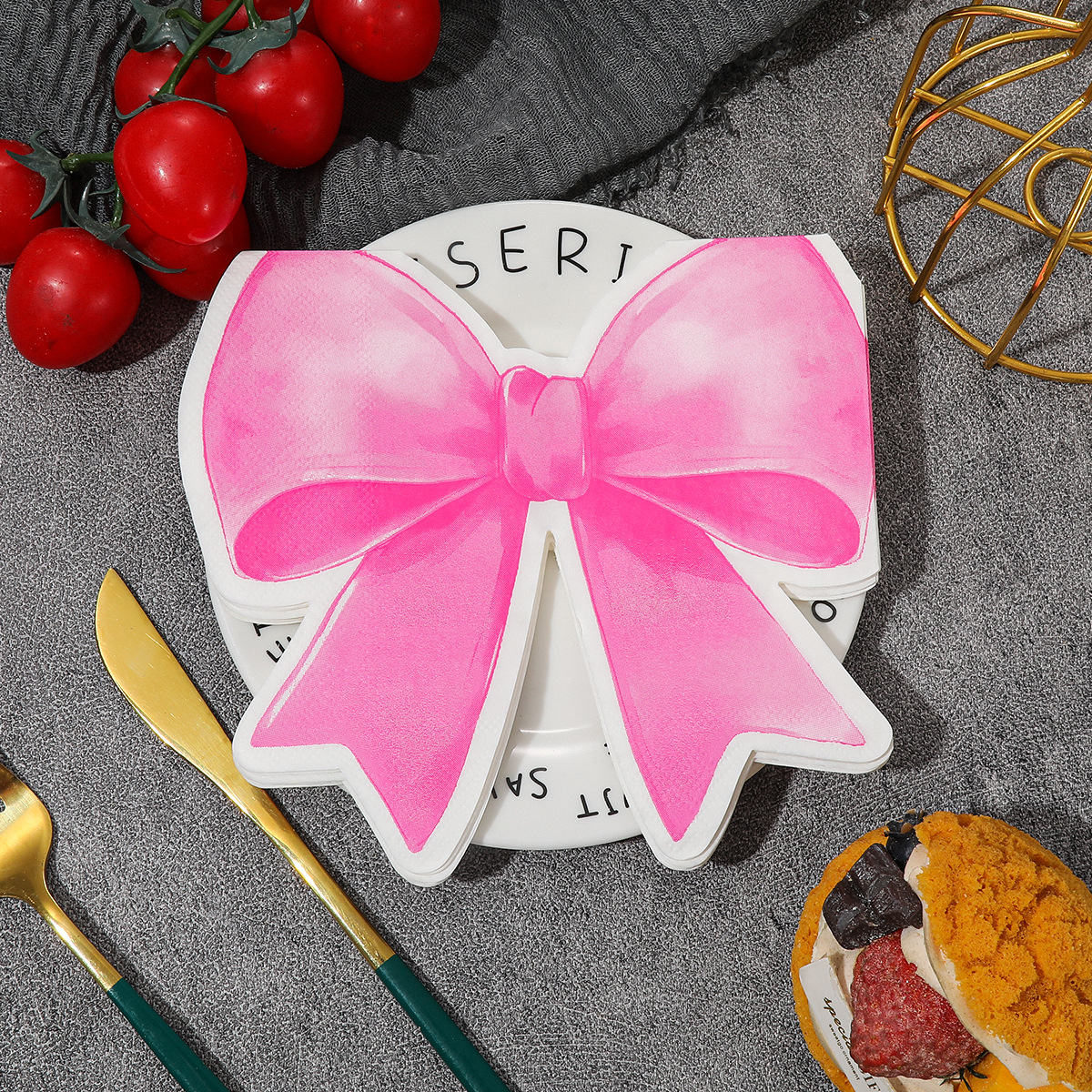 Bow-Shaped Special-Shaped Printed Napkins Party Napkins