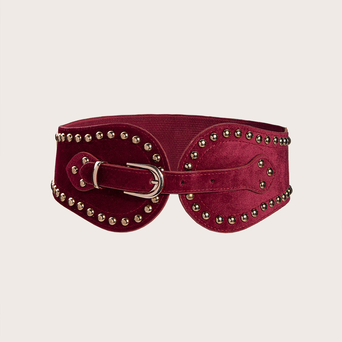 Women's Fashion Handsome Suede Rivet Elastic Wide