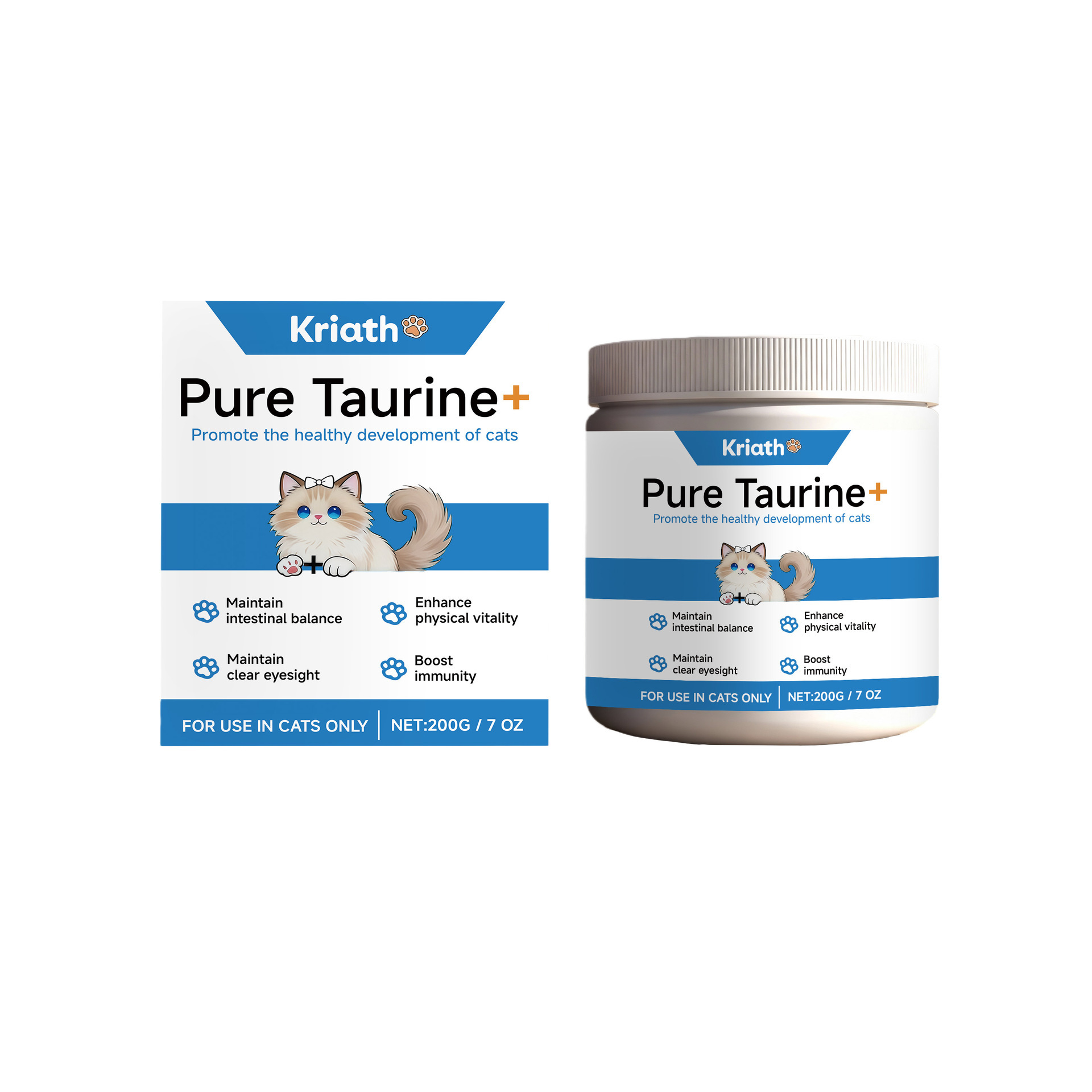 Kriath Taurine Powder For Cats, Gentle Formula To Care For And Comfort Pets, Body Massage Care Nutritional Powder - Default