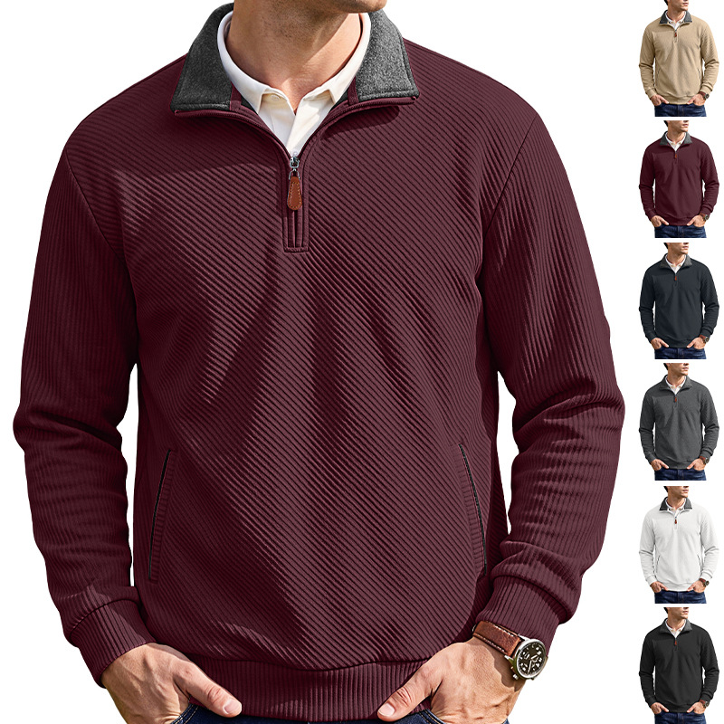 Men's Texture Jacquard Collar Top Foreign Trade
