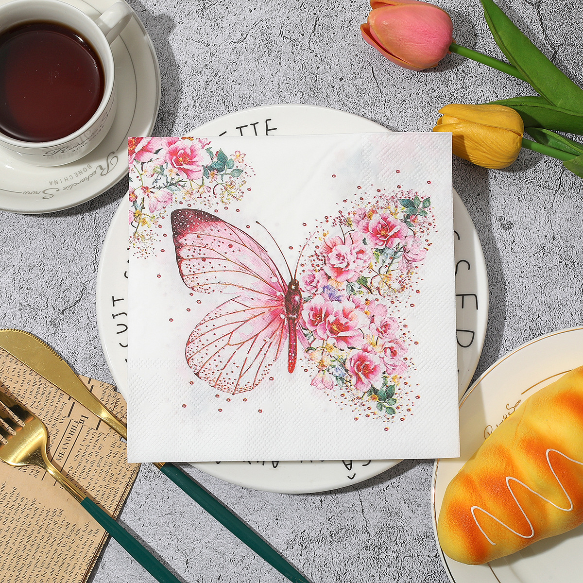 Printed Napkin Butterfly Square Paper New Holiday Party Party High-class Restaurant Special Disposable Paper Towel product image