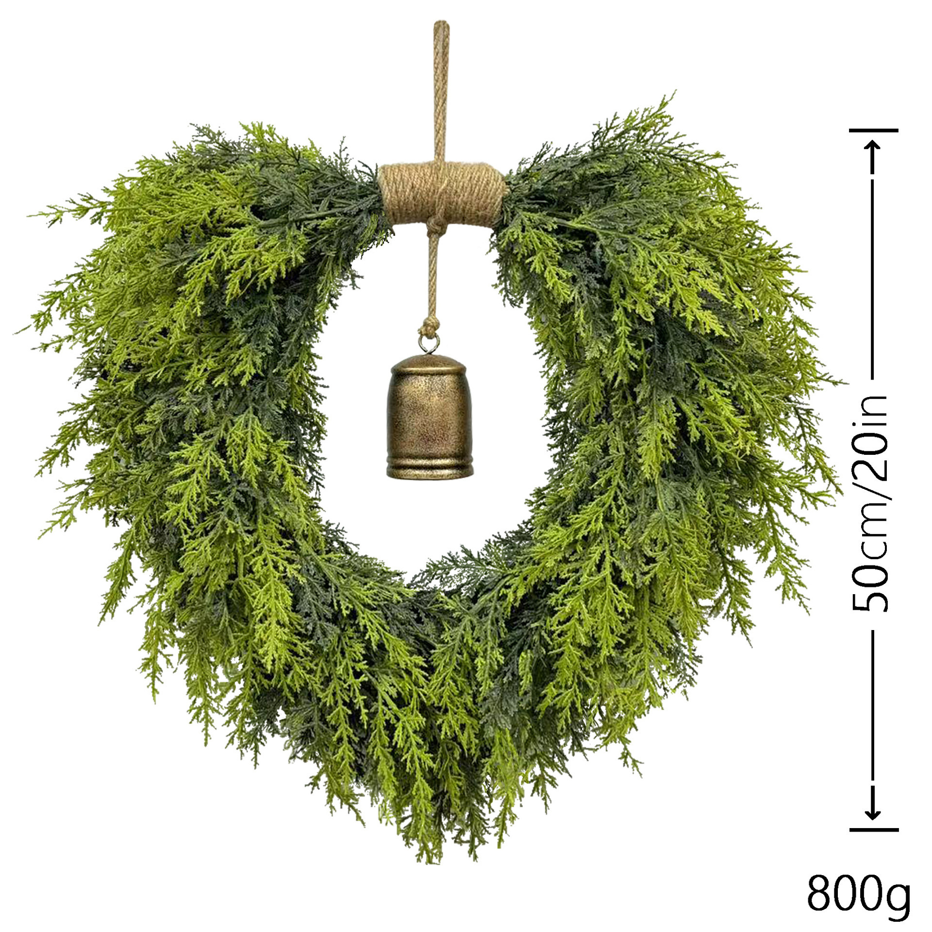 Heart Shaped Cedar Wreath with Bell, picture 4 of 4