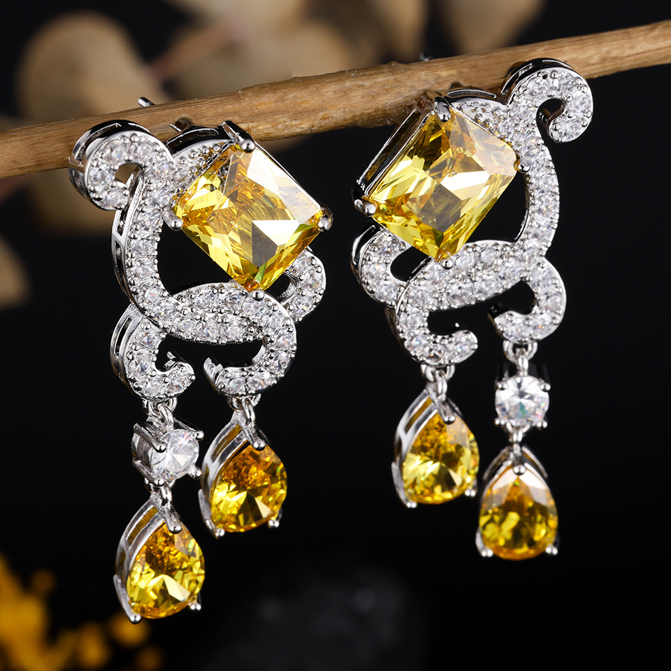 RAKOL Micro Pave Zircon Tassel Drop Earrings