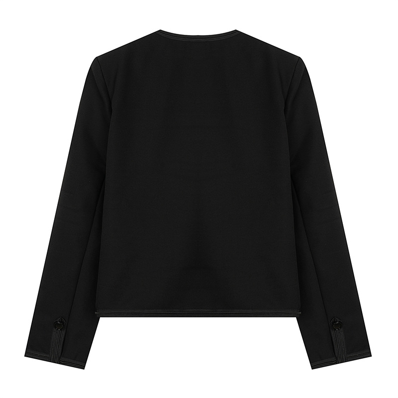 Military-Style Round Neck Cropped Jacket