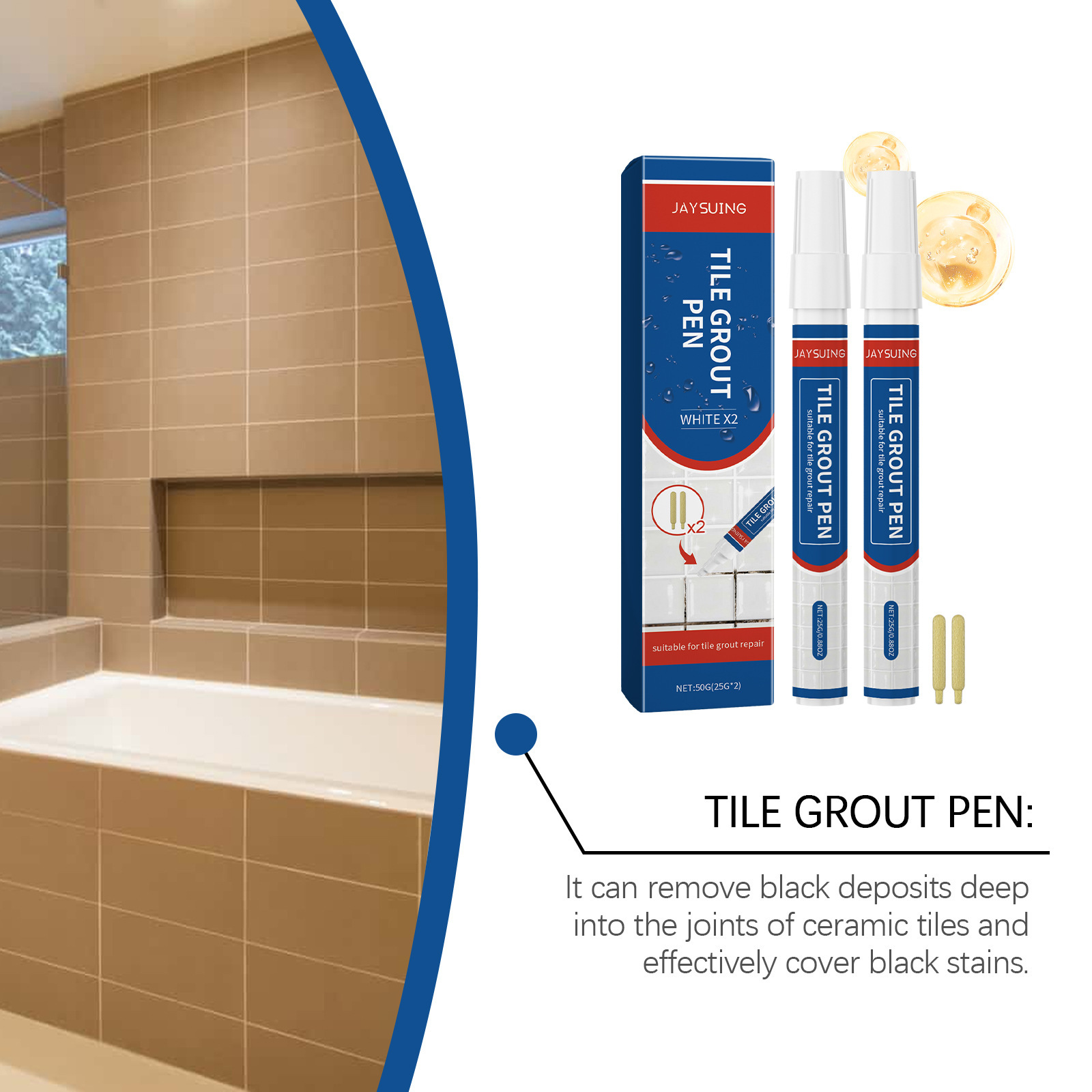 Jaysuing Tile Grout Pen Is Waterproof And Mildew-Proof, Fills Gaps And Is Durable, Creating A Beautiful And Tidy Home Space 4
