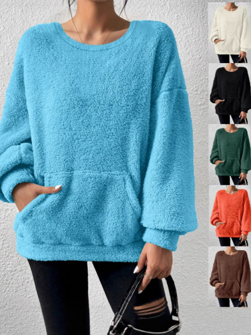 2025 European And American Cross-Border Amazon Aliexpress Hot-Selling Autumn And Winter Casual Fashion Solid Color Long-Sleeved Sweatshirt