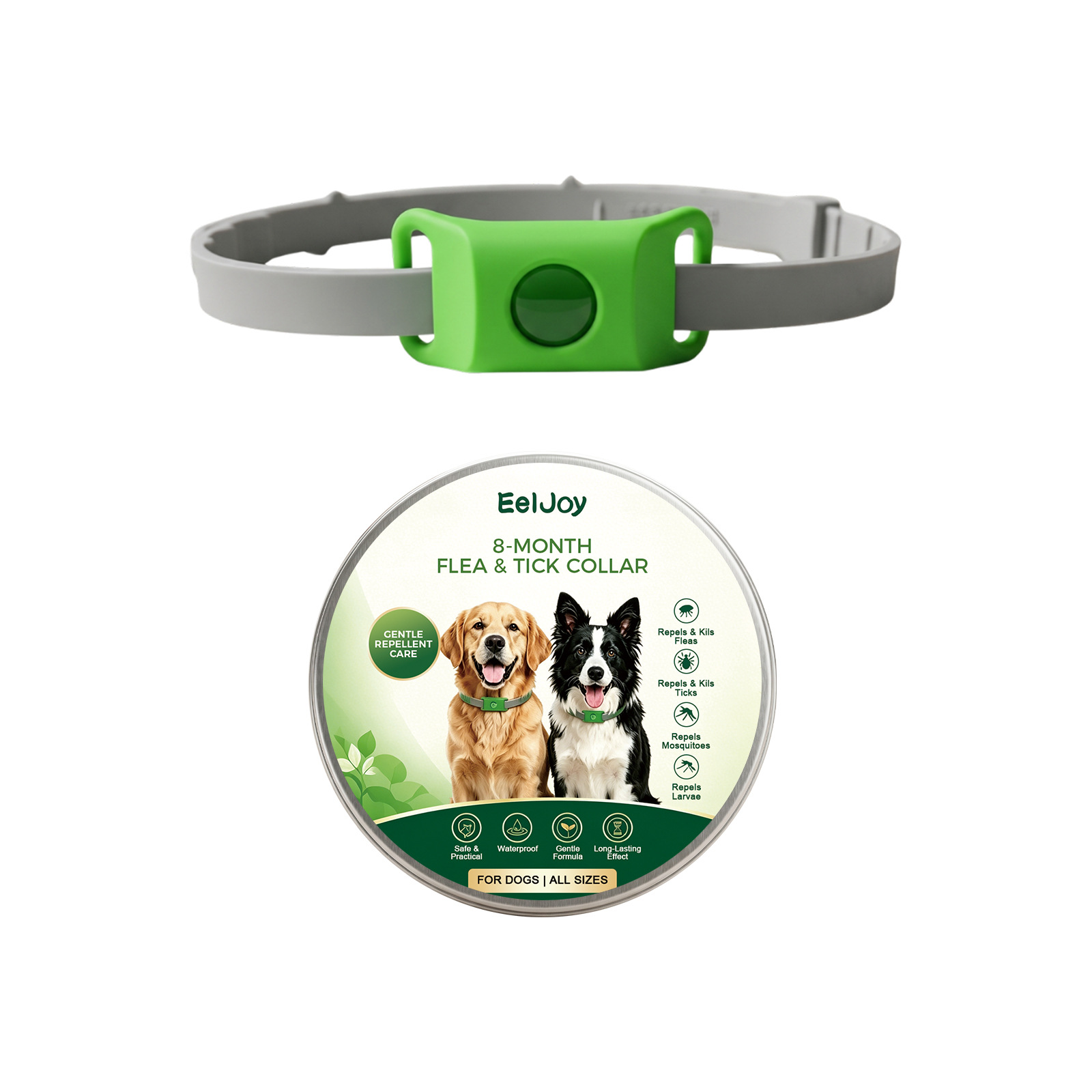 Collar Eeljoy contra pulgas y garrapatas para perros, resistente al agua y eficaz para repeler pulgas y garrapatas, protección externa para perros