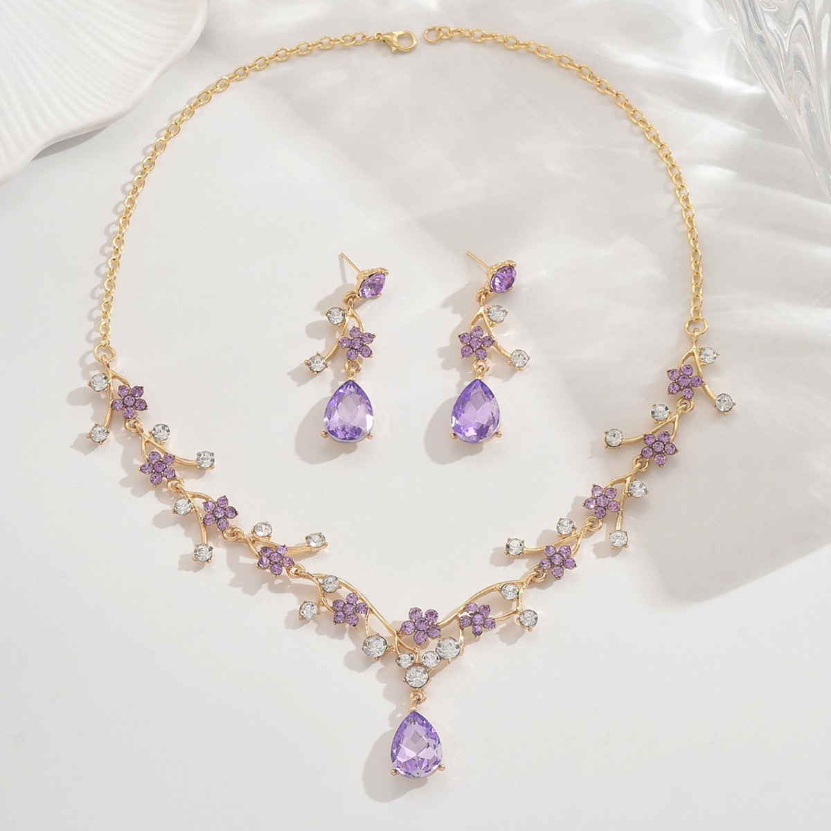 Gold-Tone Rhinestone Necklace Set, picture 6 of 8