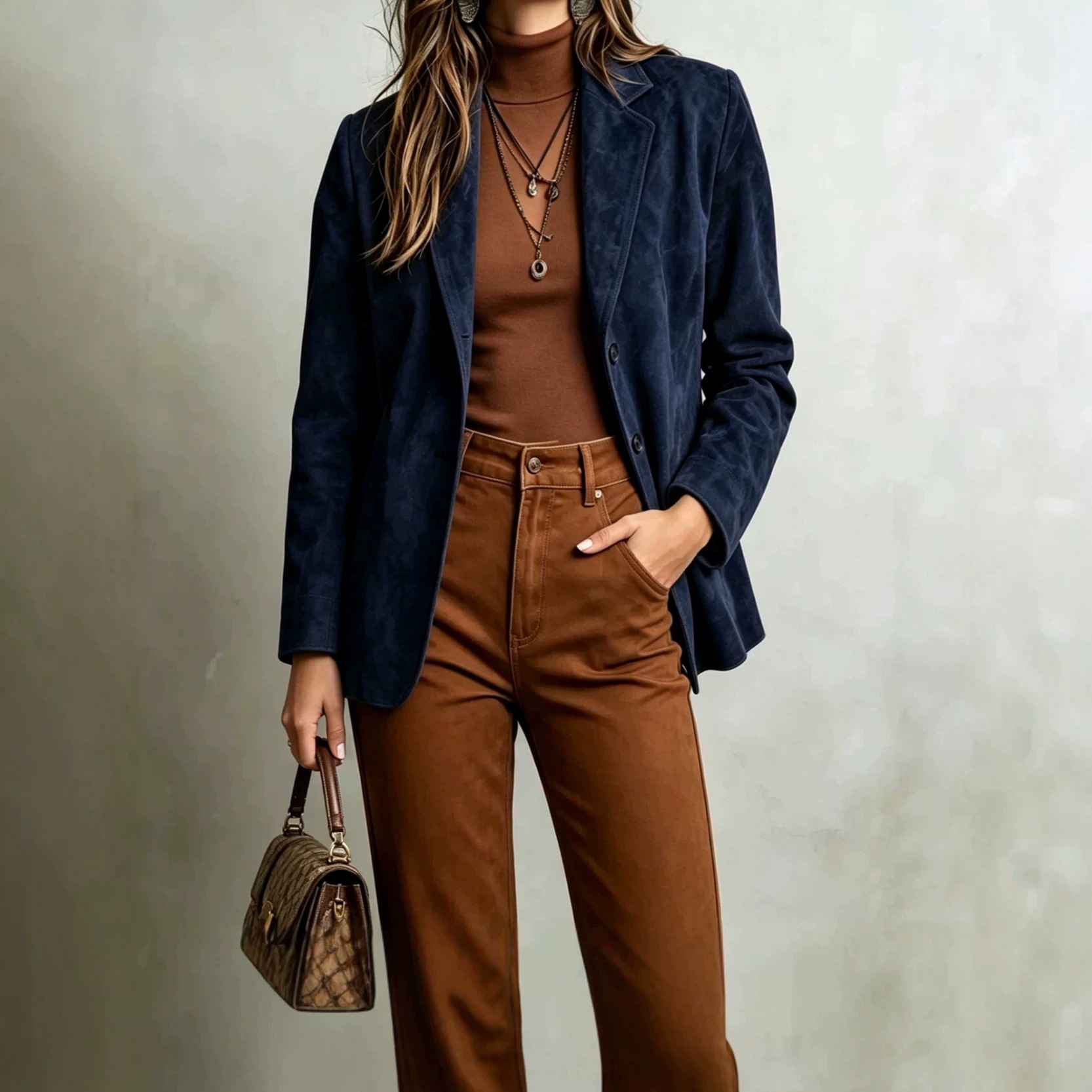 Women's Vintage Faux Suede Single-Breasted Jacket Elegant