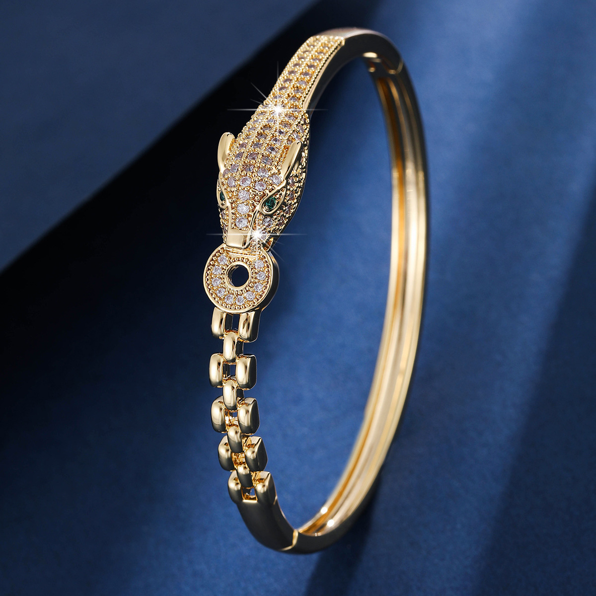 Personalized Fashion Zircon Inlaid Bangle, Luxury High End Feel Trendy Elegant Bracelet, Versatile For Party D