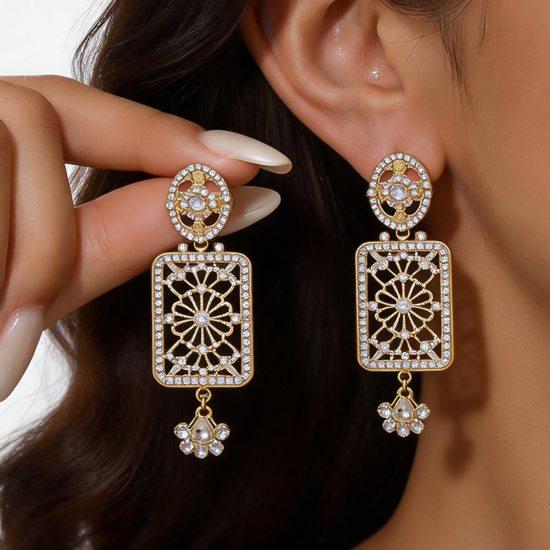 Womens Retro Ethnic Style Oval Rhinestone Inlaid