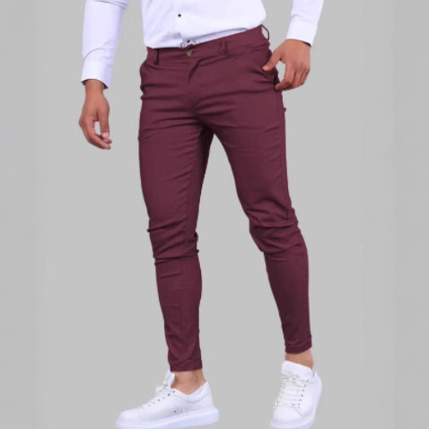 2025 Foreign Trade European And American Spring And Autumn New Men's Solid Color Dress Pants Business Casual Slim Fit Formal Dress Pants Hot Style