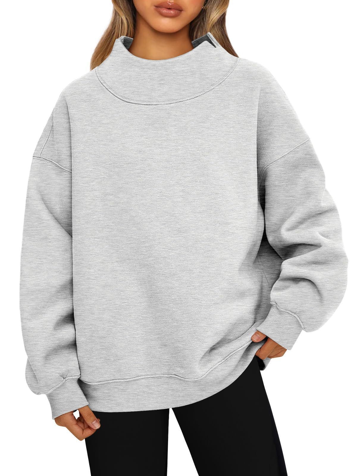 Amazon 2026 European And American Style Sweatshirt Long-Sleeved High-Neck Pullover Sweatshirt Casual Sweatshirt Fleece-Lined Top For Women — image 10 of 12