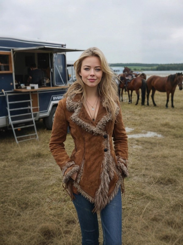 European Size Women's Retro Suede Coat Fur Collar Lapel