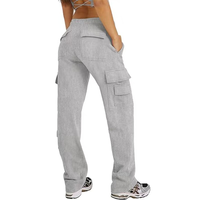 Cross Border Europe And The United States Amazon Autumn And Winter New Multi Pocket Y2K Overalls Casual Loose Sports Fitness Wide Leg Pants