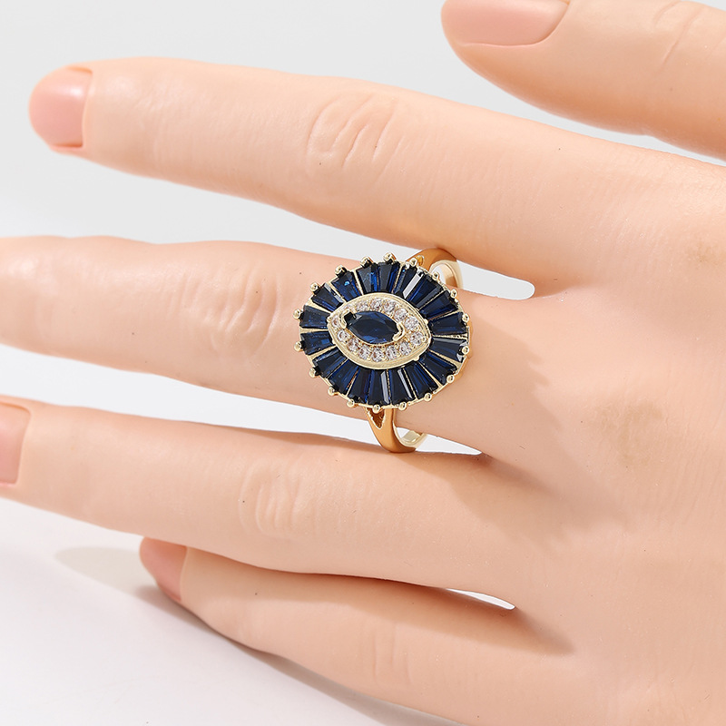 Vintage Sapphire Style Statement Ring Gold Tone