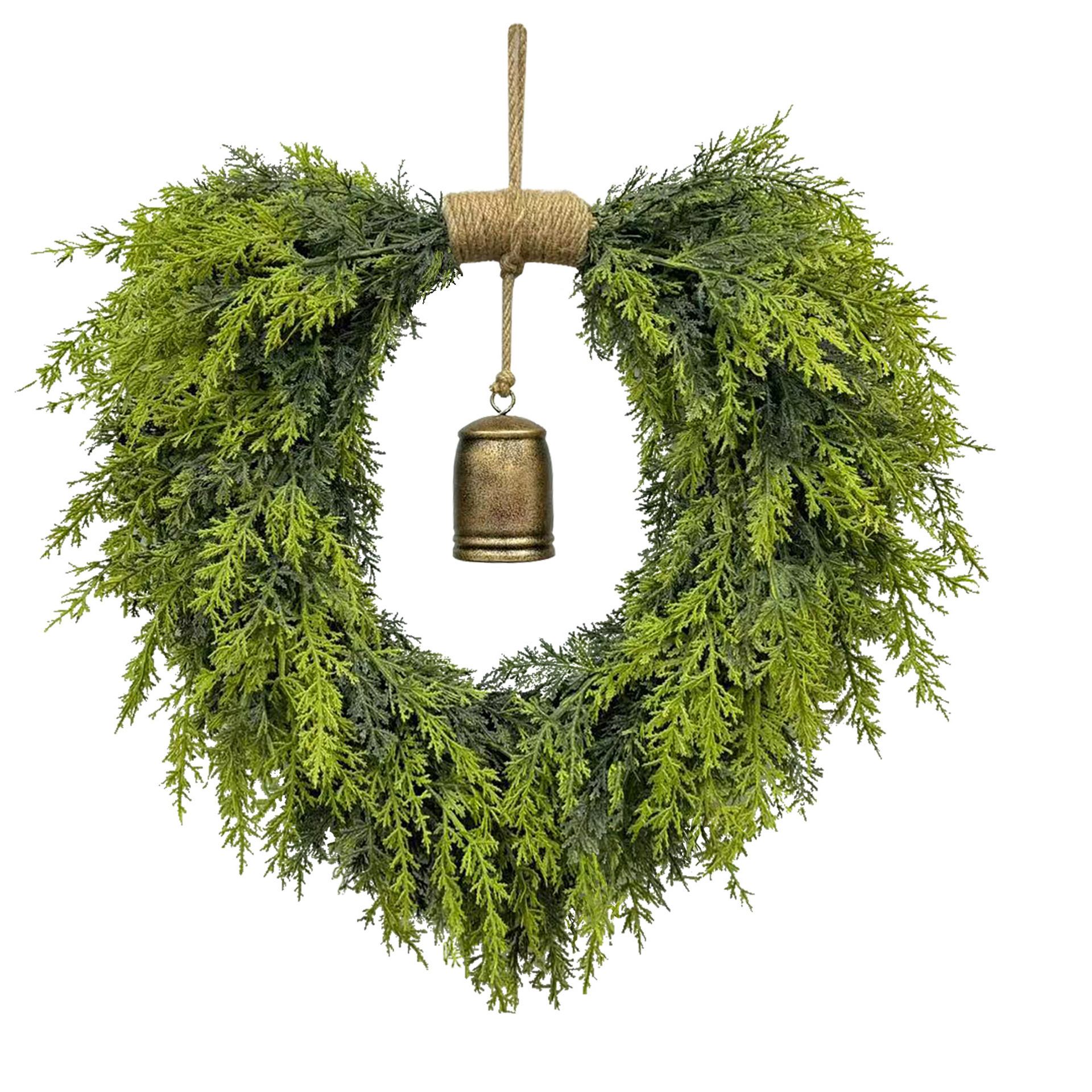 Heart Shaped Cedar Wreath with Bell