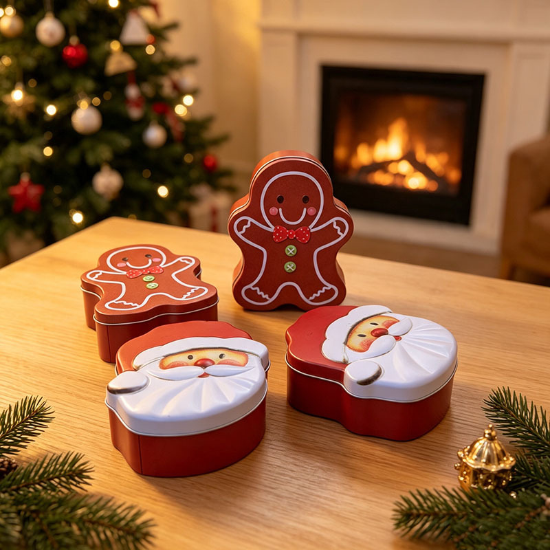 Christmas Gingerbread Santa Tin Gift Box