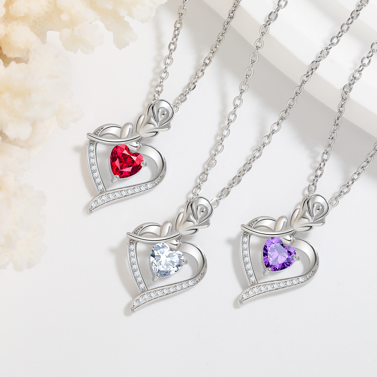 Amazon Popular Eternal Flower Necklace Women's European And American High-grade Valentine's Day Gift Love Rose Necklace