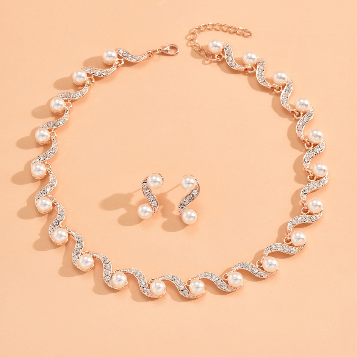 Rhinestone Pearl Jewelry Set