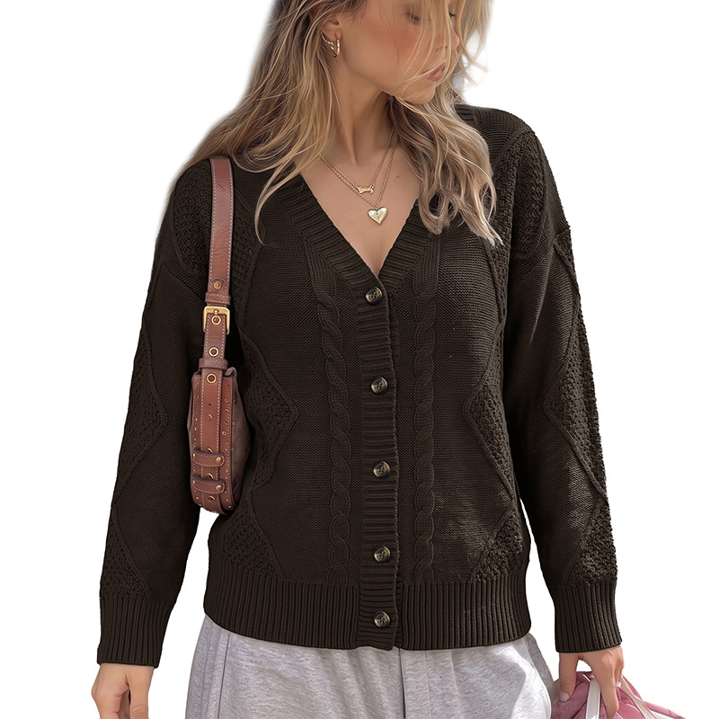 Vrac casual V-Neck cablu tricot pulover strat gros
