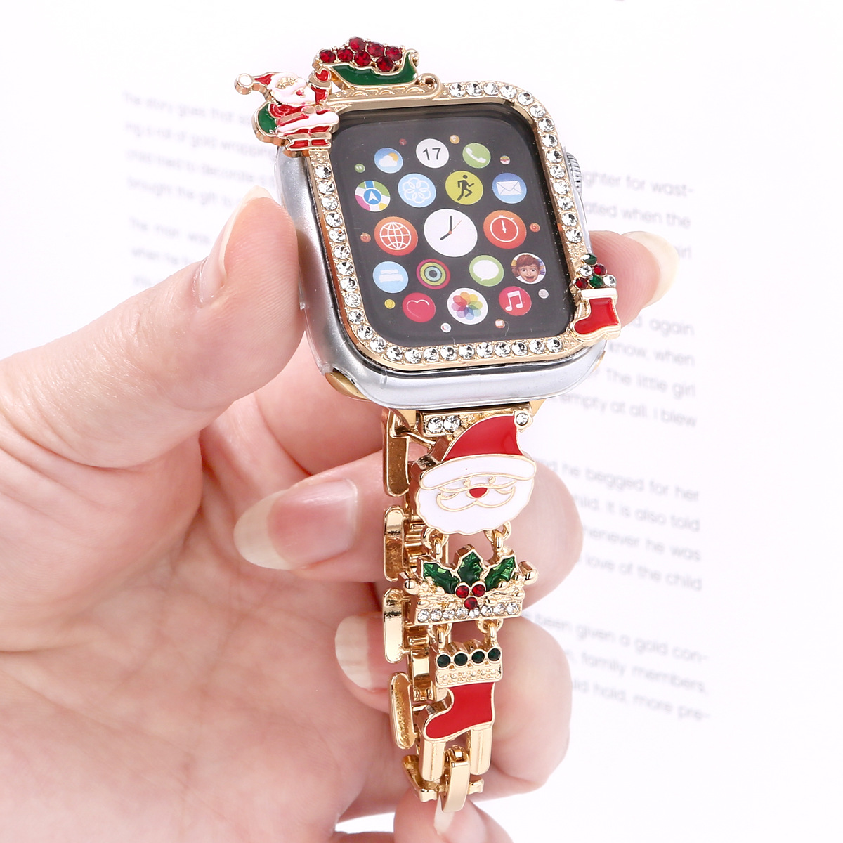 New Christmas Watch Strap Suitable For IWatch Chain Case Iwatch56789Sechristmas