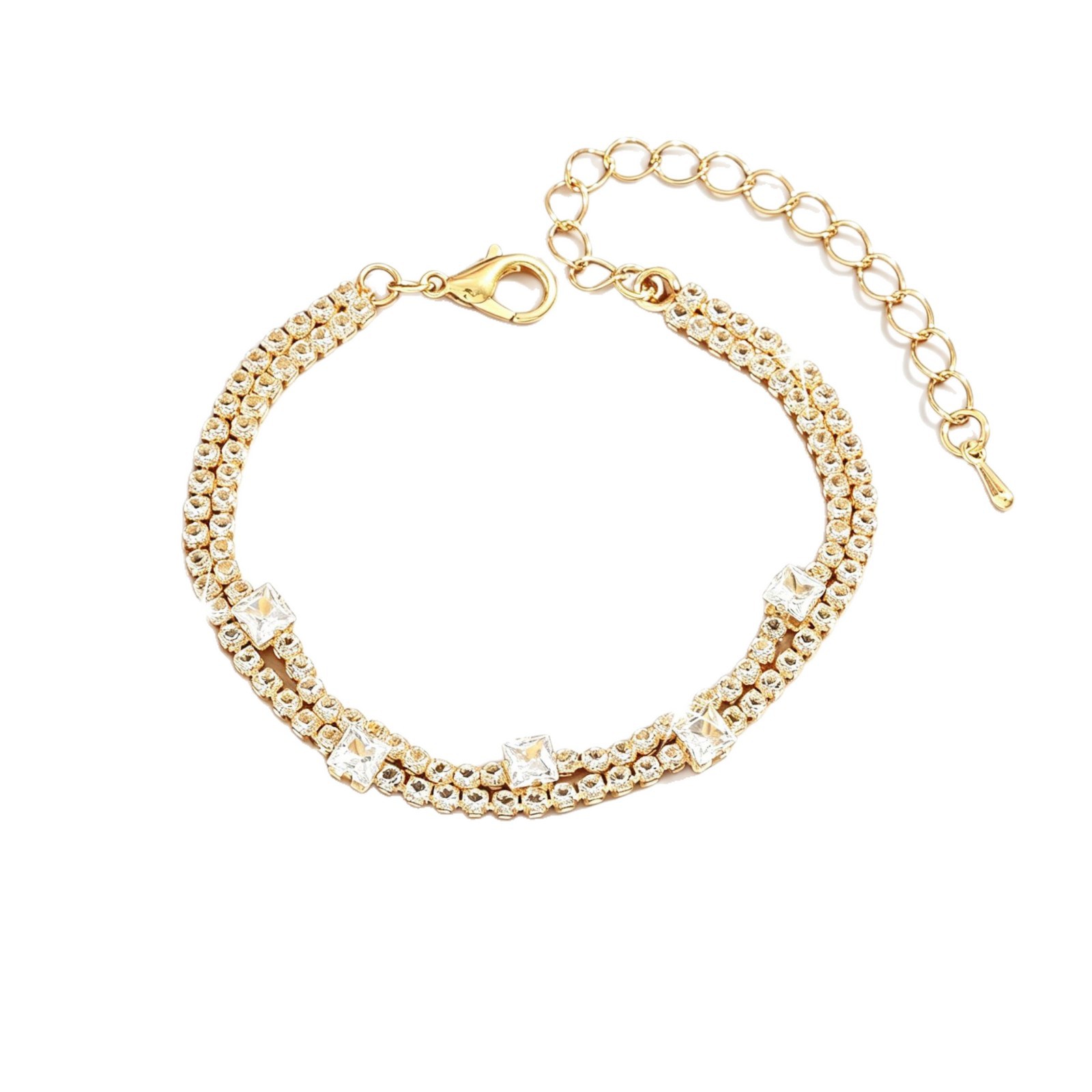 Eco-Friendly Double-Layer Zircon Bracelet for Couples, Adjustable & Stylish 2