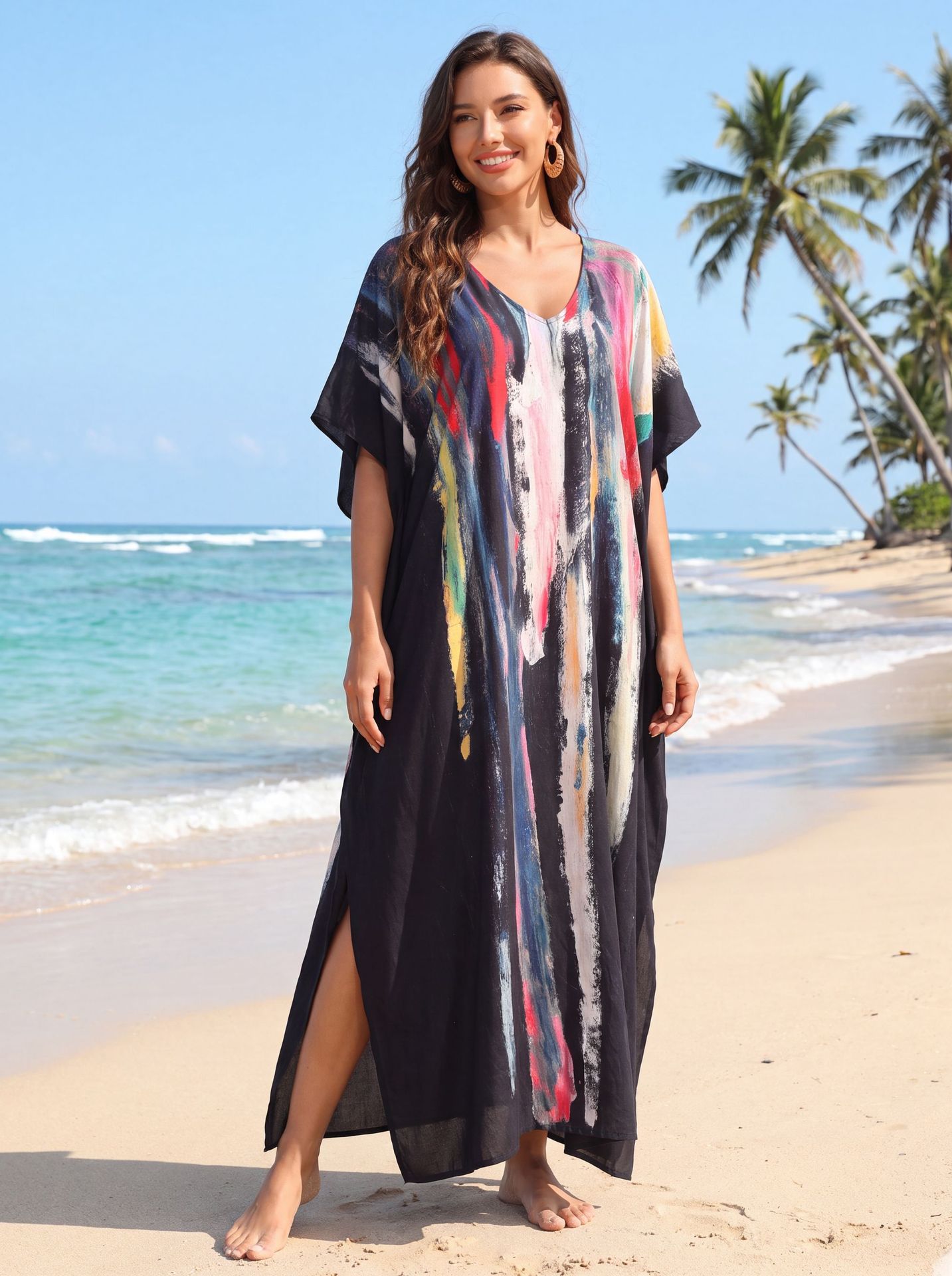 Women Print Kaftan Dresses Plus Size Swimsuit