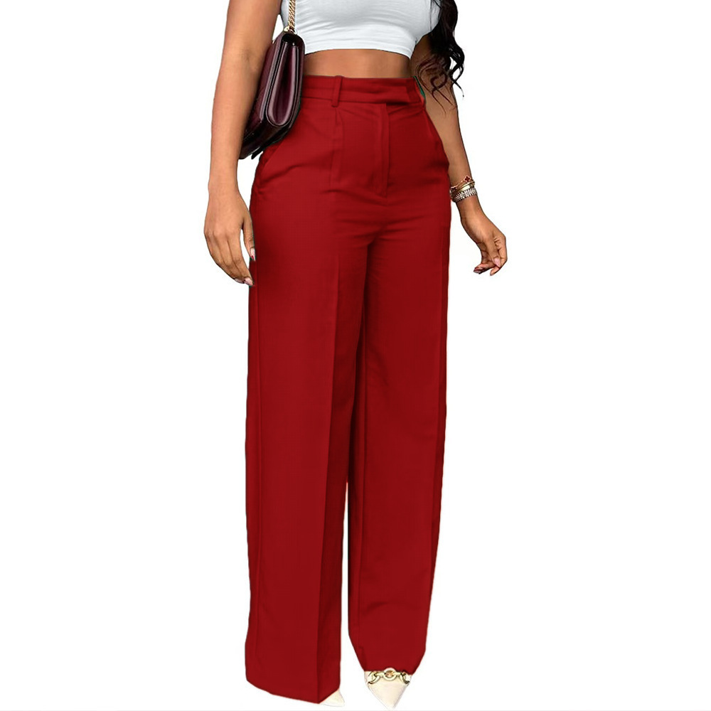 2026 New Commuting High Waisted Straight Pants, Wide Leg Pants, Casual Set, Long Pants, Women's — image 16 of 19