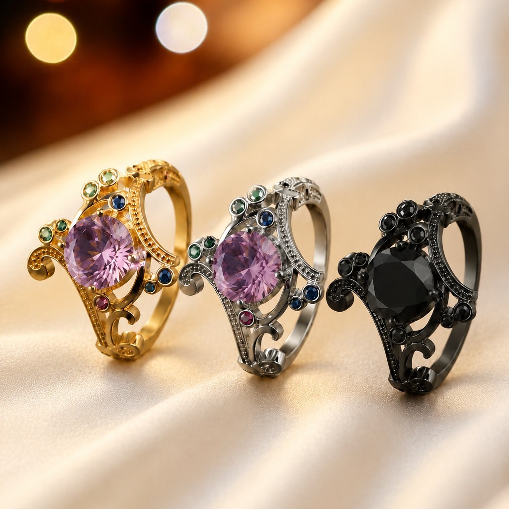 European American Cosmic Moon Goddess Engagement Ring