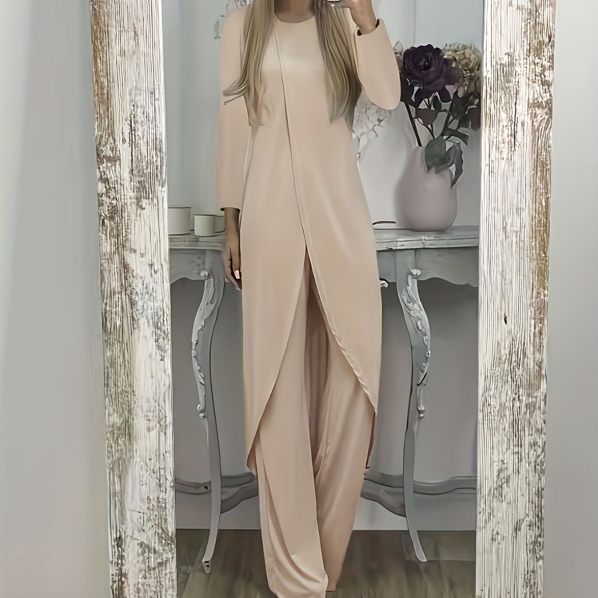 2025 European And American Hot-Selling Foreign Trade Cross-Border Autumn And Winter New Casual Long-Sleeved Two-Piece Loose Round Neck Pants For Women