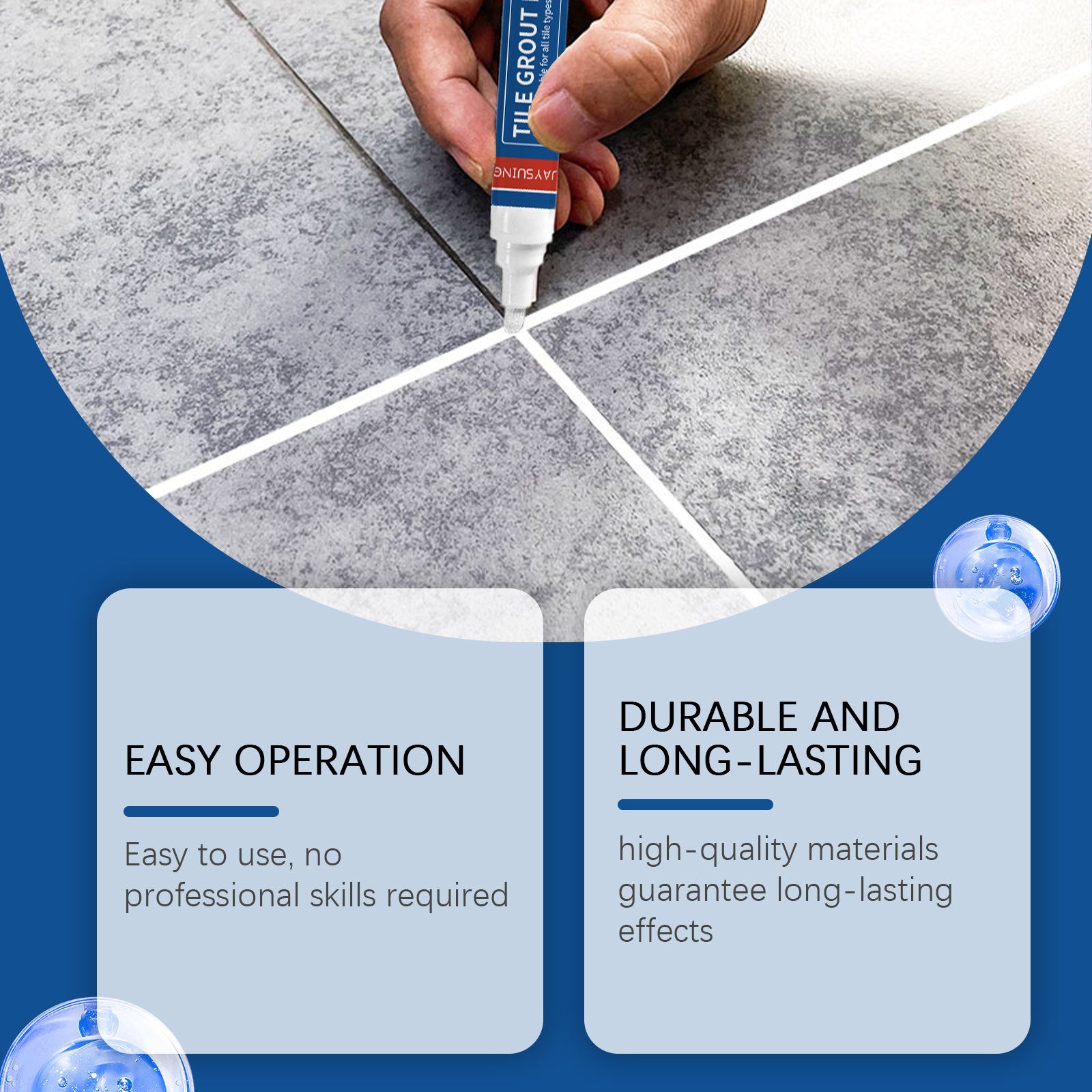 Jaysuing Tile Grout Pen Is Waterproof And Mildew-Proof, Fills Gaps And Is Durable, Creating A Beautiful And Tidy Home Space 2