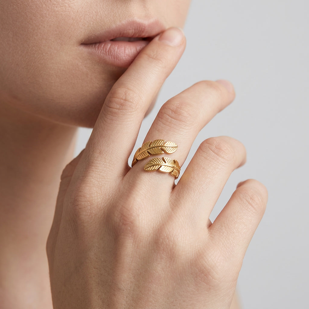 Women Textured Stainless Steel Open Ring, European American Trendy Style, Minimal Cold Tone Exquisite Versatile Finger Jewelry