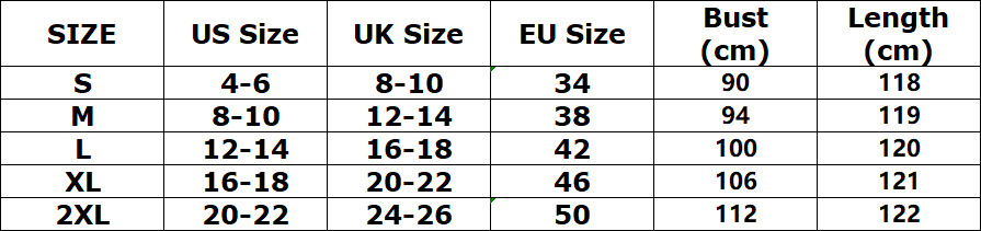 Women's layered two-piece set size chart 1