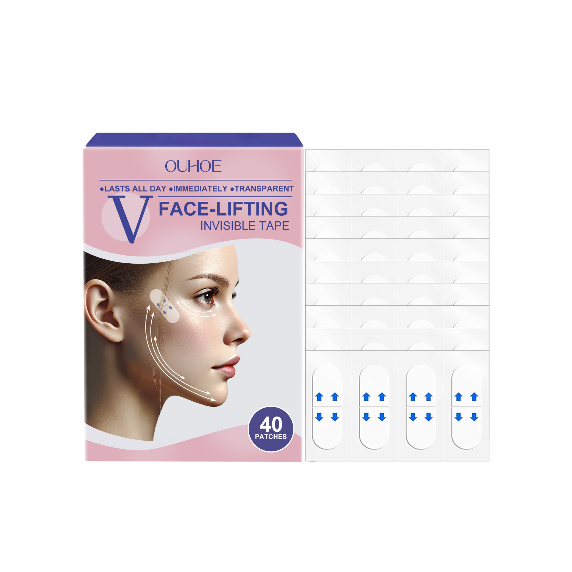 Ouhoe Facial Care Patches, Moisture-Locking, Soft-Skin-Friendly, Breathable And Comfortable Patches, Chin Line-Lifting Beauty Patches