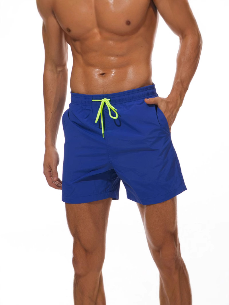 Men's Elasticized Waistband Swimsuit With Mesh Lining Shorts Quick-drying Swimming Trunks Pocket Beach Shorts