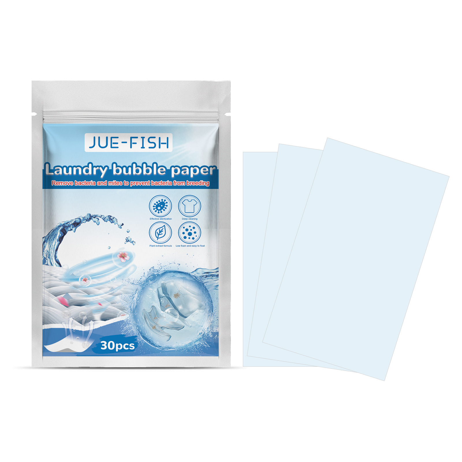 Jue-Fish Laundry Bubble Paper Cleansing And Stain Removal Concentrated Laundry Sheets Long-Lasting Fragrance Clothing Protection Whitening Household Use