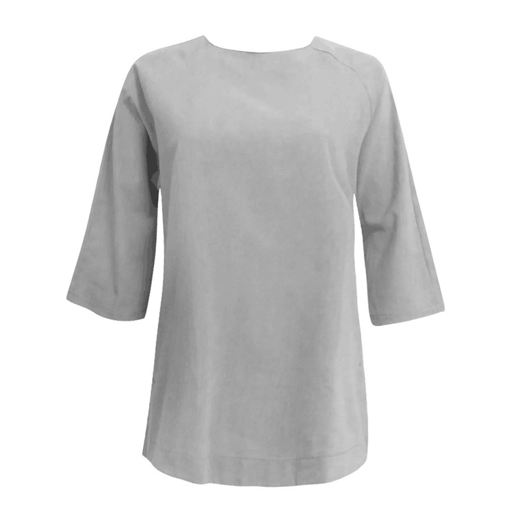 Solid Color Loose Round-neck Women's Shirt, European Style, Casual Style, Short Sleeve, Solid Color — image 9 of 10