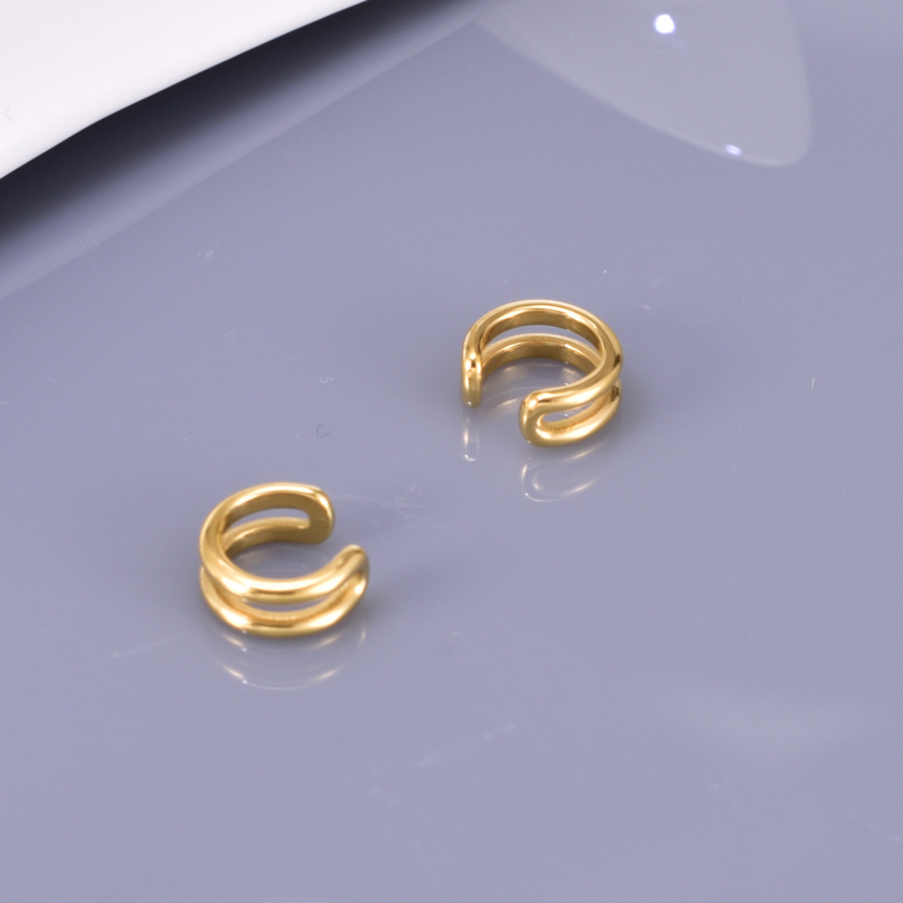 European And American Double-layer Retro Simple Ear Buckle Geometric Metal Texture Ear Clip Without Ear Hole Ear Clip Hong Kong Style